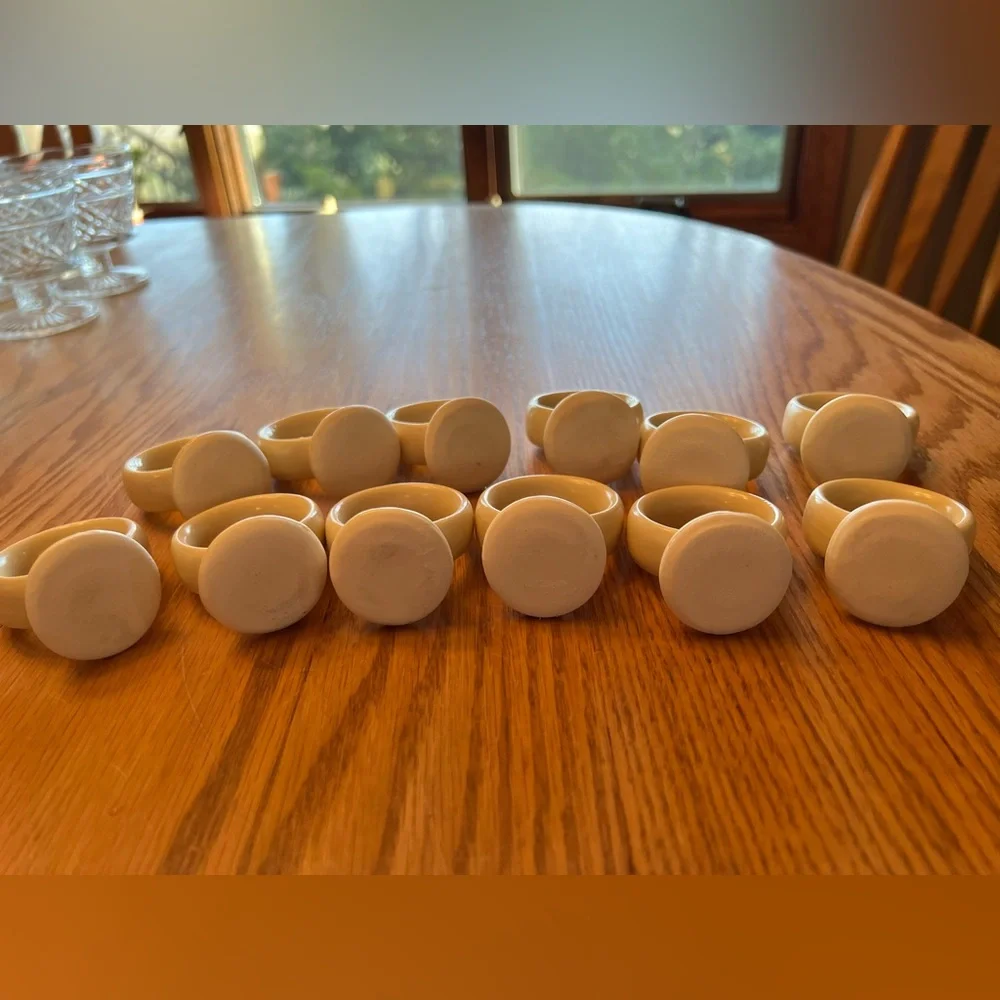 Set of 12 Vintage Stoneware Heart Napkin Rings.